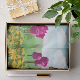 Papel De Seda Tulipanes rosados de primavera y descomposición de