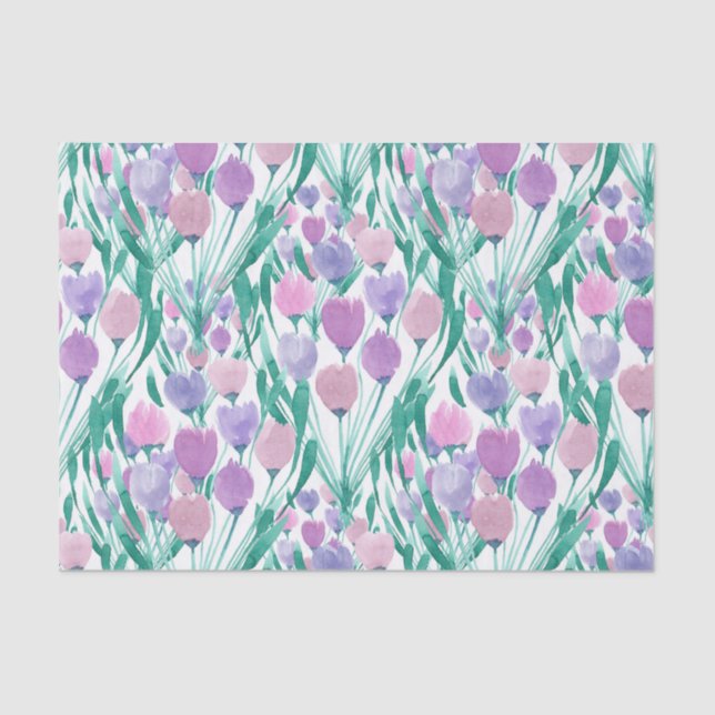 Papel De Seda Tulipina floral de tulipano rosa primavera (Anverso)