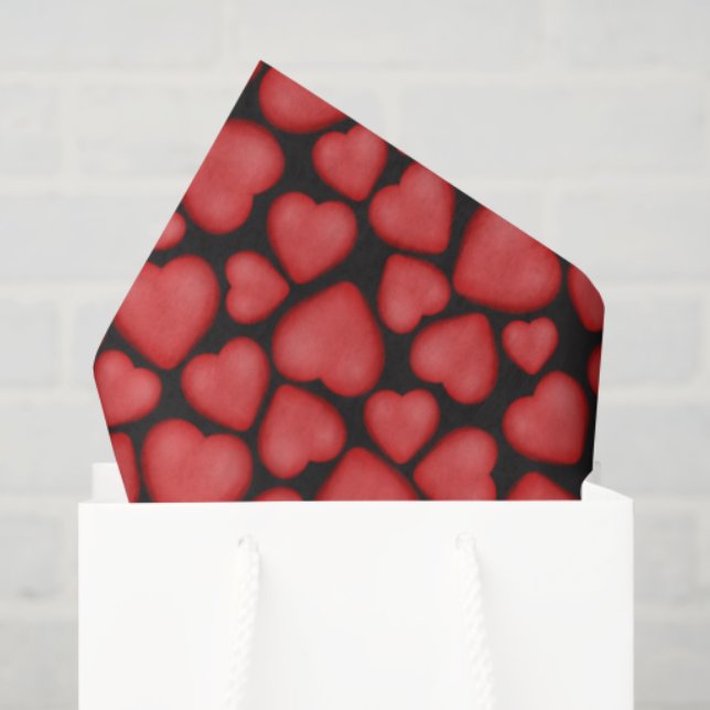 Papel De Seda tumbled red hearts pattern (Bolsa de regalo)