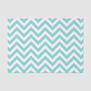 Papel De Seda Turquesa Acuático Blanco Patrón de Chevron ZigZag 