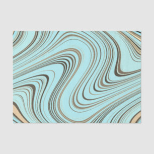 Papel De Seda Turquesa Rústica y Curva Dorada 