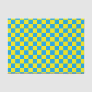Papel De Seda Turquesa y amarillo a cuadros
