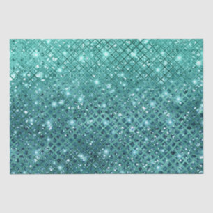 Papel De Seda Turquoise Aqua Green Sparkle
