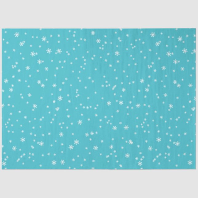 Papel De Seda Turquoise Blue Elegant Winowflakes (Anverso)