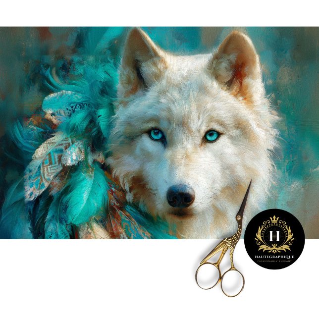 Papel De Seda Turquoise Lodge Arctic Wolf Portrait (Subido por el creador)
