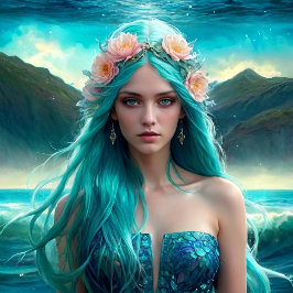 Papel De Seda Turquoise Mermaid of the Sea decoupage paper v2