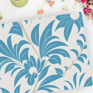 Papel De Seda Turquoise Vintage Retro Mid Century Bold Floral