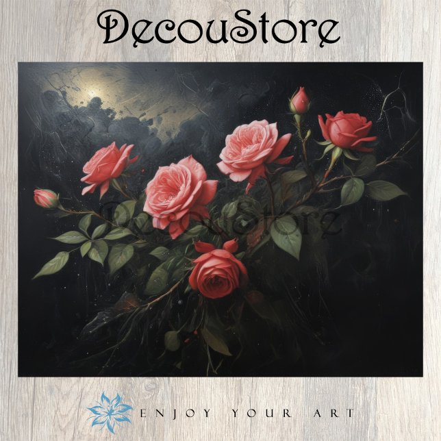 Papel De Seda Twilight Bloom: Rose Branch Decoupage (Subido por el creador)