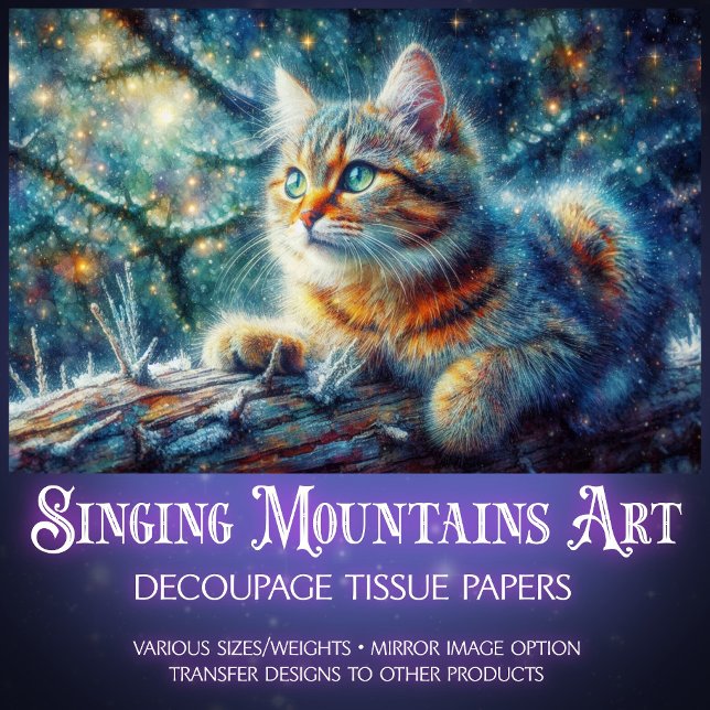 Papel De Seda Twilight Forest Woodland Fantasy Cat Decoupage  (Subido por el creador)