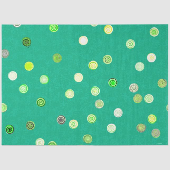 Papel De Seda Twisty Polka Dot Spirals Green Tissue Paper (Anverso)