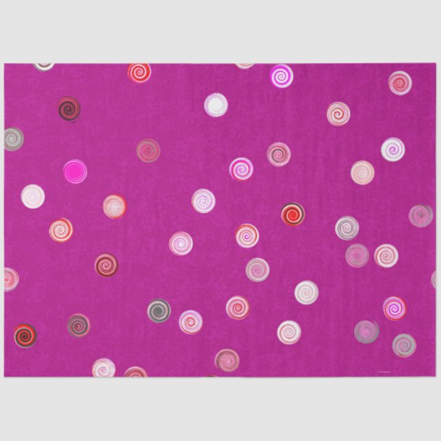 Papel De Seda Twisty Polka Dot Spirals Pink Tissue Paper (Anverso)