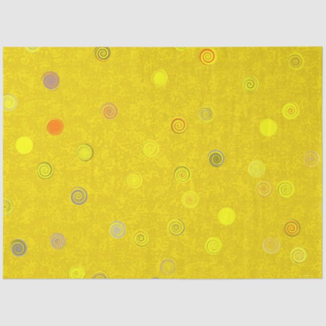 Papel De Seda Twisty Polka Dot Spirals Yellow Tissue Paper (Anverso)