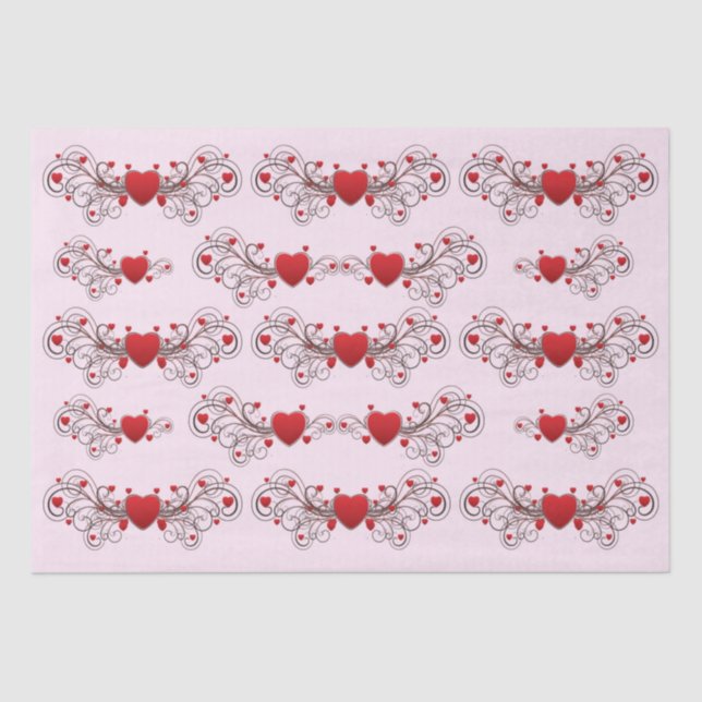 Papel De Seda Two Become One Scrolled Hearts Pink (Anverso)