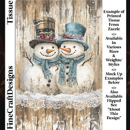 Papel De Seda Two Cute Country Christmas Snowmen DY9L Decoupage