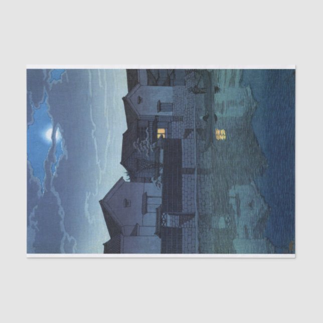 Papel De Seda ukiyoe hasui n07 Matsue, Izumo (luna oscura) (Anverso)