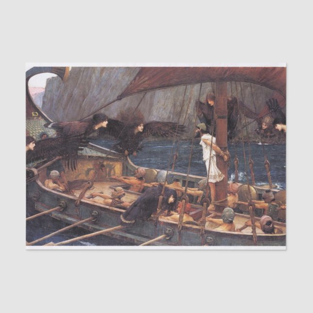 Papel De Seda Ulises y las sirenas, por John William Waterhouse (Anverso)