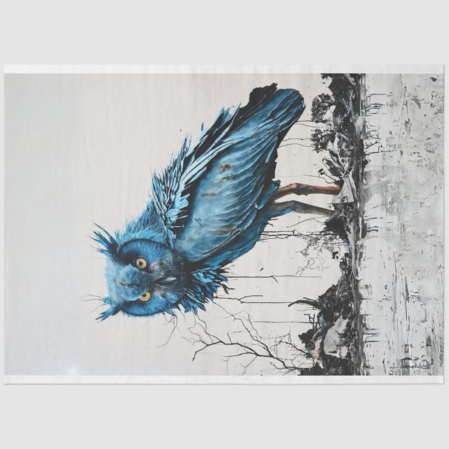 Papel De Seda Ultra Vibrante Guardian Blue Owl Chaotic Decoupage (Anverso)