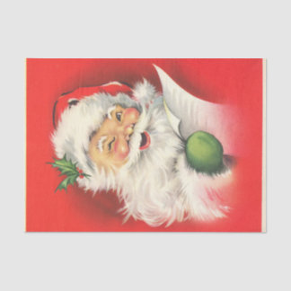 Papel De Seda Un alegre Santa guiñando leyendo su lista