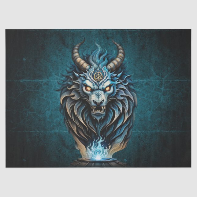 Papel De Seda Un animal azul feroz, una criatura majestuosa (Anverso)