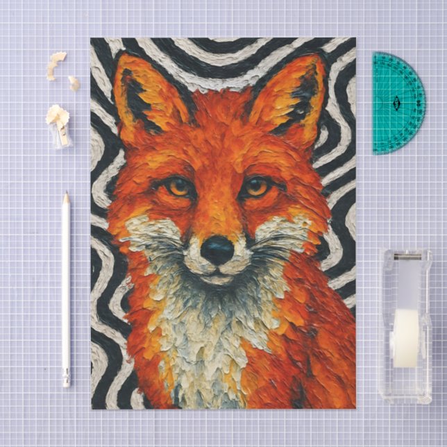 Papel De Seda Un bello decoupage de zorro rojo (Artesanía)