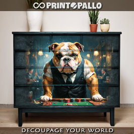 Papel De Seda Un bulldog inglés juega como crupier en un casino 