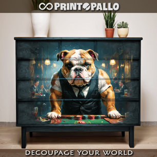 Papel De Seda Un bulldog inglés juega como crupier en un casino 