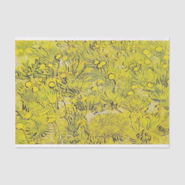 Papel De Seda Un campo de flores amarillas de Vincent Van Gogh (Anverso)