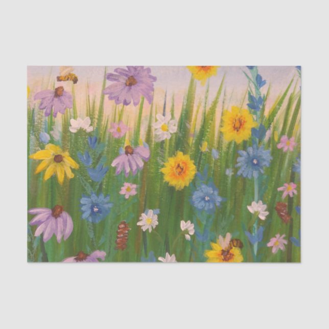 Papel De Seda Un campo lleno de flores silvestres (Anverso)