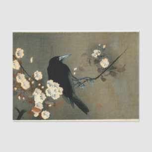 Papel De Seda Un cuervo y un flor por el vintage de Ohara Koson