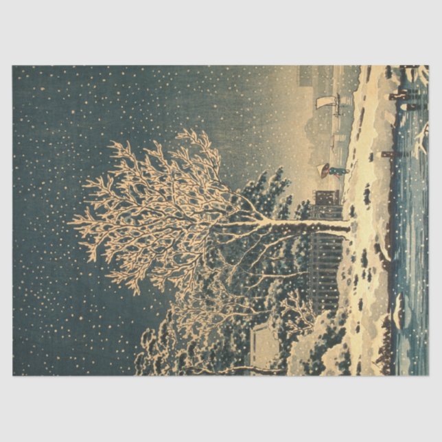 Papel De Seda Un día de invierno en el río Sumida en Japón (Anverso)