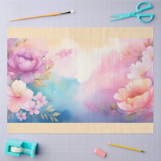 Papel De Seda Un Diseño de Flor Borrosa #7 (Artesanía)