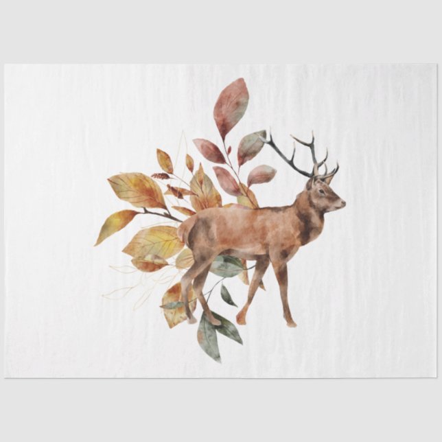 Papel De Seda Un diseño de la serie de animales y flores de otoñ (Anverso)