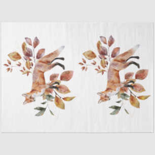 Papel De Seda Un diseño de la serie de animales y flores de otoñ