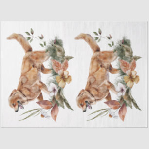 Papel De Seda Un diseño de la serie de animales y flores de otoñ