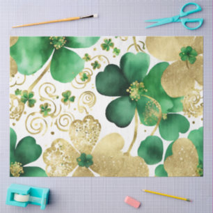 Papel De Seda Un diseño de la serie de San Patricio verde y dora