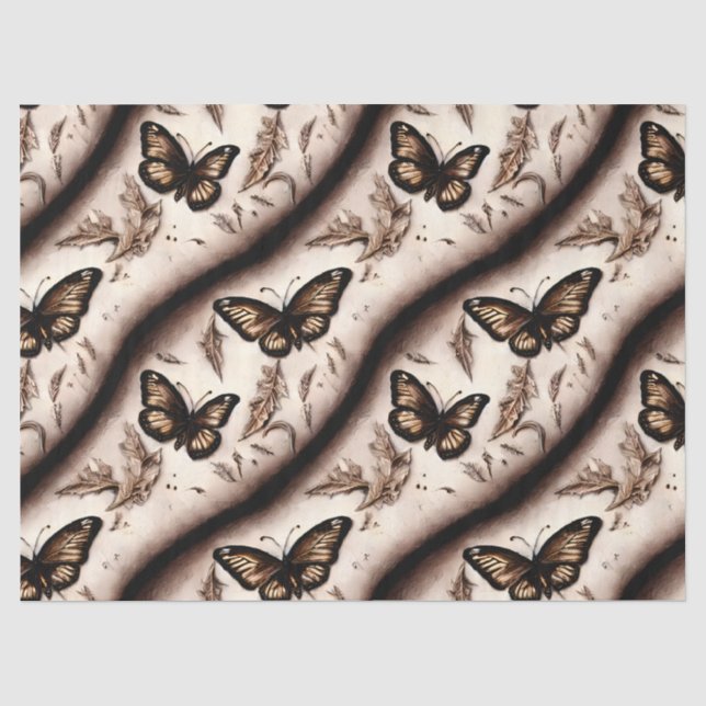 Papel De Seda Un diseño de mariposa sepia (Anverso)