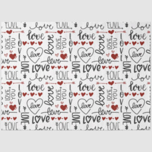 Papel De Seda Un diseño de San Valentín rojo y negro Serie 6