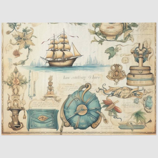 Papel De Seda Un diseño de serie náutica barata 14 (Anverso)