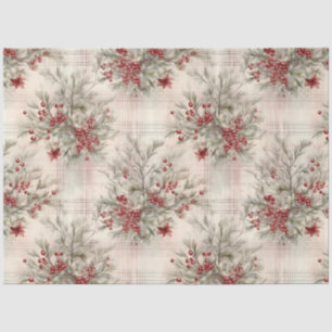 Papel De Seda Un diseño floral de tartán de Navidad Serie #9