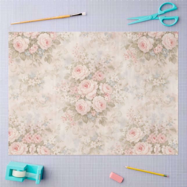 Papel De Seda Un diseño floral elástico #10 (Artesanía)