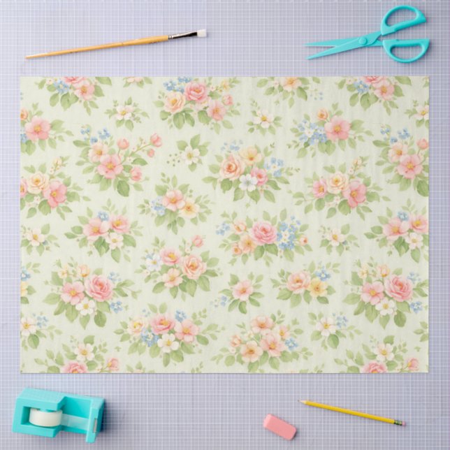 Papel De Seda Un diseño floral primaveral #11 (Artesanía)
