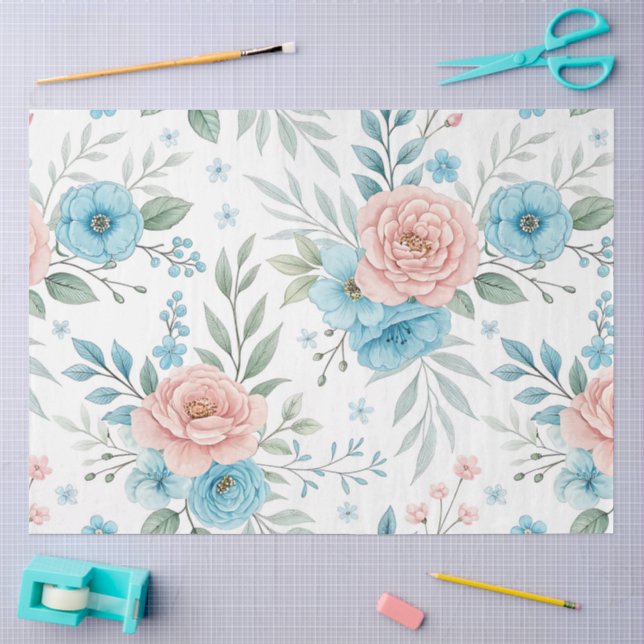 Papel De Seda Un diseño floral primaveral #5 (Artesanía)