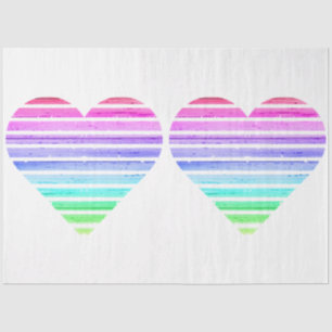 Papel De Seda Un diseño vintage de corazón con rayas de arcoíris