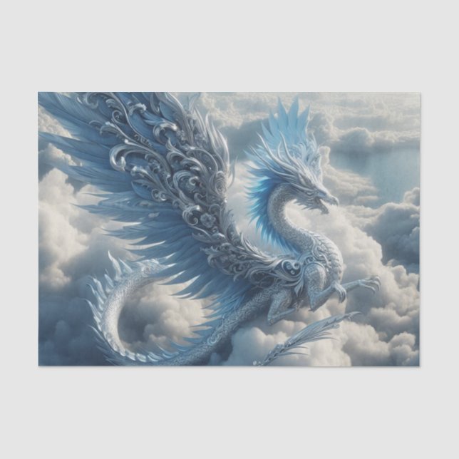 Papel De Seda Un dragón rodeado de nubes (Anverso)