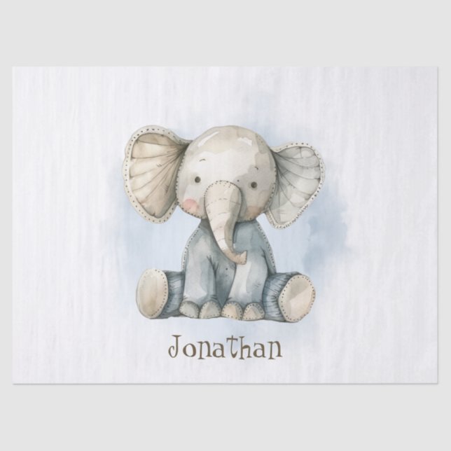 Papel De Seda Un elefante pequeño lindo personaliza tu nombre de (Anverso)