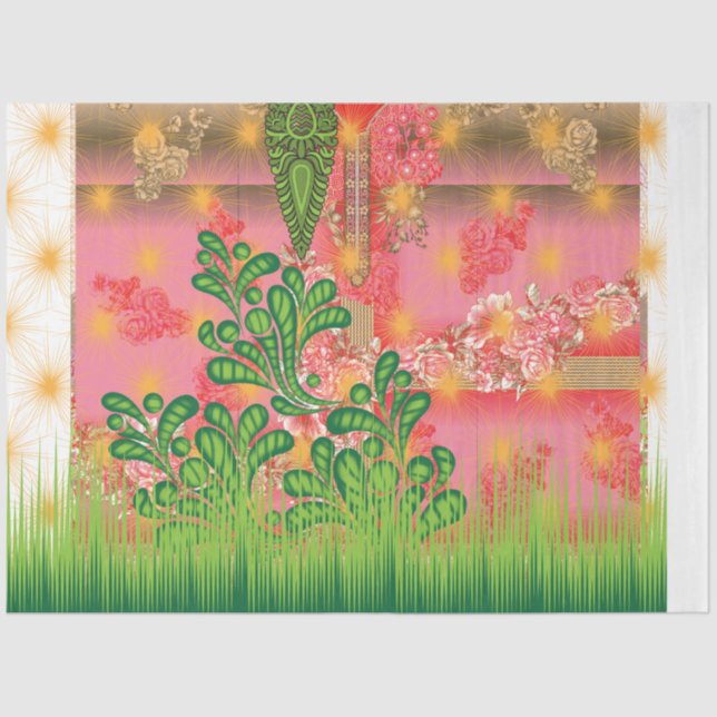 Papel De Seda un espejo y algunas plantas (Anverso)