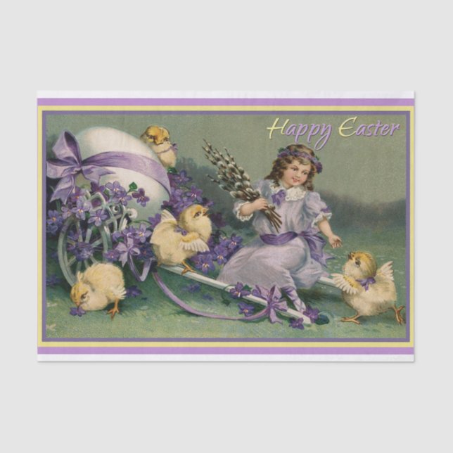 Papel De Seda Un feliz Chica de Pascua con chicles bebés (Anverso)