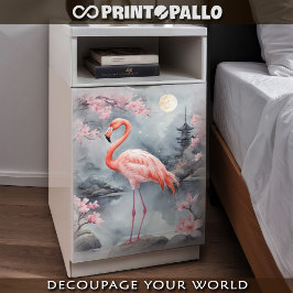 Papel De Seda Un flamenco rosa en un lago japonés