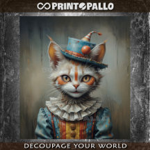 Un gatito espeluznante vestido de payaso: