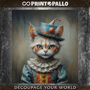Papel De Seda Un gatito espeluznante vestido de payaso: